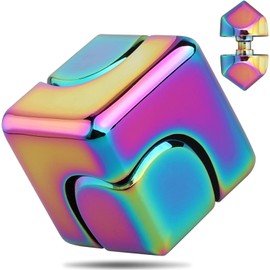 Fidget Toys Cube, Fidget Spinner Cube for Adults, Gadgets Desk Office Toys Fidget Sensory Toy, Leisure Stress Relief Tabletop Toy as Gift for Kids/Girls/Teens and Men (Rainbow)