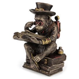 Veronese Design 7 1/2" Steampunk Chimpanzee Scholar Resin Statue Bronze Finish