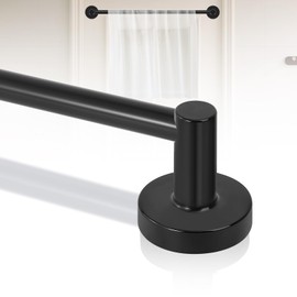 HTZON Black Magnetic Curtain Rod for Door:Magnet Curtain Rods for Classroom Whiteboard,Small Adjustable Magnetic Towel Bar,Tool-Free French Magnet Pole with Leather Protective Cover No Drilling 16-28"