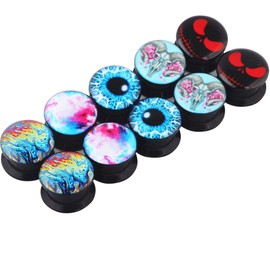 TIANCI FBYJS 5 Pairs Ear Tunnels Screw Fit Plugs Acrylic Black Internally Earrings Gauges Stretcher Piercing Kit Expander Set for Men Women (6mm=2g)