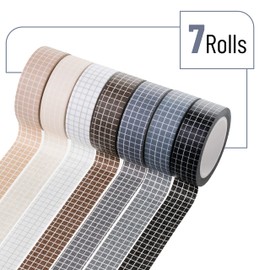 Mr. Pen- Grid Washi Tape Set, 7 Rolls, 0.6", Washi Tape for Journaling, Decorative Tape, Journaling Tape, Craft Tape, Scrapbooking Tape, Decorative Tape for Crafts, Decorative Craft Washi Masking Tape | Mr. Pen