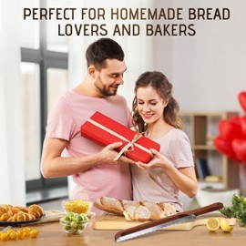 Yunlihua Bread Knife for Homemade Bread, Sourdough Bread Knife, Bow Wooden Bread Slicer for Homemade Bread, Bread Cutter for Crusty Bread, Easy to Cut Even Slices, Perfect for Bread Lovers & Bakers