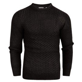 Crosshatch Mens Cotton Cable Knit Jumper Pullover Winter Sweater- 100% Cotton Black M