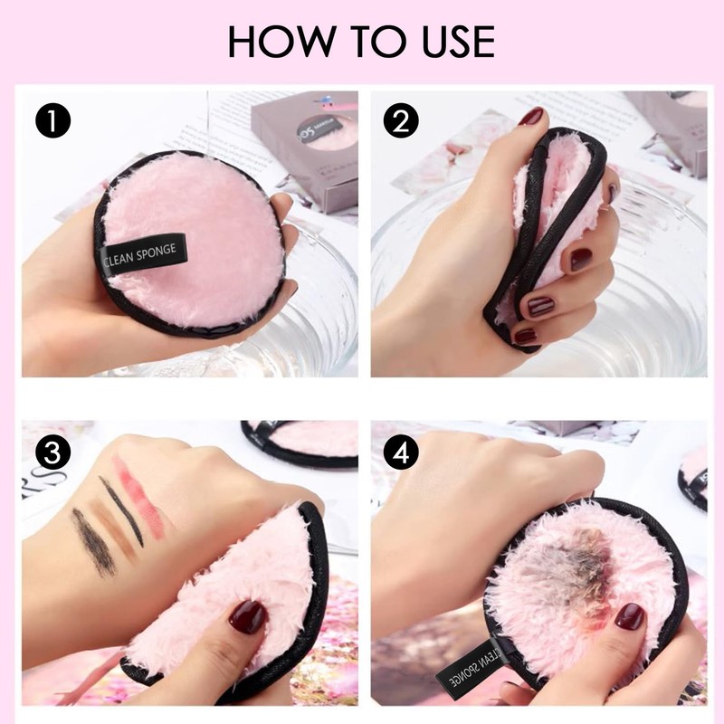 TRIXES Reusable Microfibre Make-Up Pads 3 Pack - Pink -