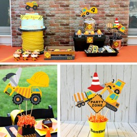 Faisichocalato 16pcs Construction Party Centerpiece Dump Truck Car Table Topper Decoration Zone Birthday Party Supplies