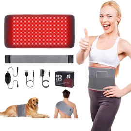 pinfriy 120 LED lampada a luce rossa terapia, cintura a 7 livelli, timer a 5 livelli di intensità luminosa e vibrazione, modalità impulso 10 Hz, per il dolore della schiena, della spalla, della vita