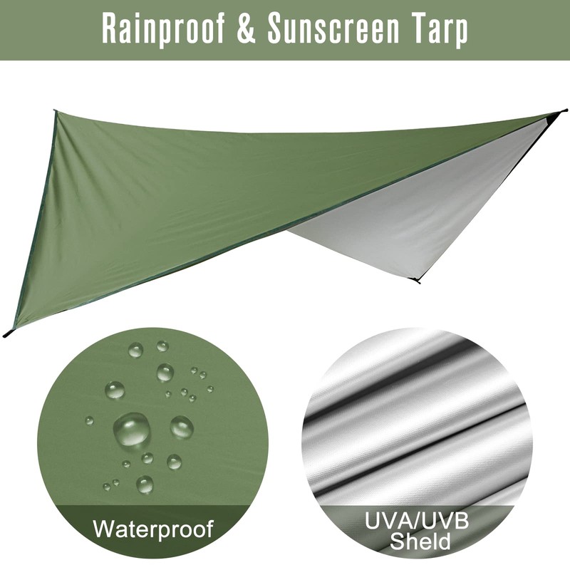 G4Free Large Camping Hammock with Mosquito Net and Rain Fly-