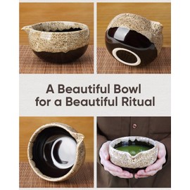 Joiish Kiln-transformed Matcha Kit, Matcha Whisk Set, Ceramic Bowl with Spout (18oz), Bamboo Whisk, Stainless Sifter, Scoop & Chasen Holder, 5-PC Complete Macha Tea Ceremony Tools (White)