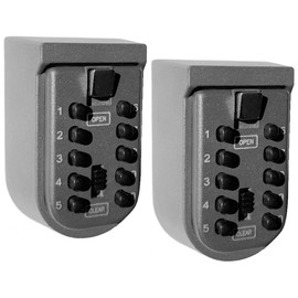 Key Lock Box Wall Mount, Lock Box for Keys with Code Home Security Lock Box, Waterproof Property Management and Realtor Lockboxes, 10 digits Push Button Key Storage Box 2 Pack