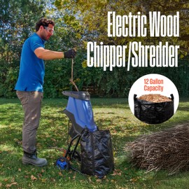 Westinghouse 1.7-Inch 15 Amp Corded Electric Mulcher Chipper Shredder with 12 Gallon Collection Bag for Easy Cleanup Ideal for Branches and Twigs