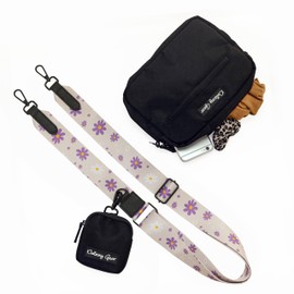 Daizzy Gear Stylish Dog Walking Bag – Purple Daisy Dreams Crossbody with Treat Pouch & hidden Poop Waste Holder – Waterproof Hands-Free Bag for Dog Moms, Toys, and Training Dogs.