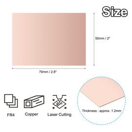 PATIKIL 2x2.8 inch Single Sided Copper Clad Laminate PCB, 6 Pcs 1.2mm Thickness FR4 Copper Plated Universal Circuit Prototype Board for Etching DIY PCB Kit