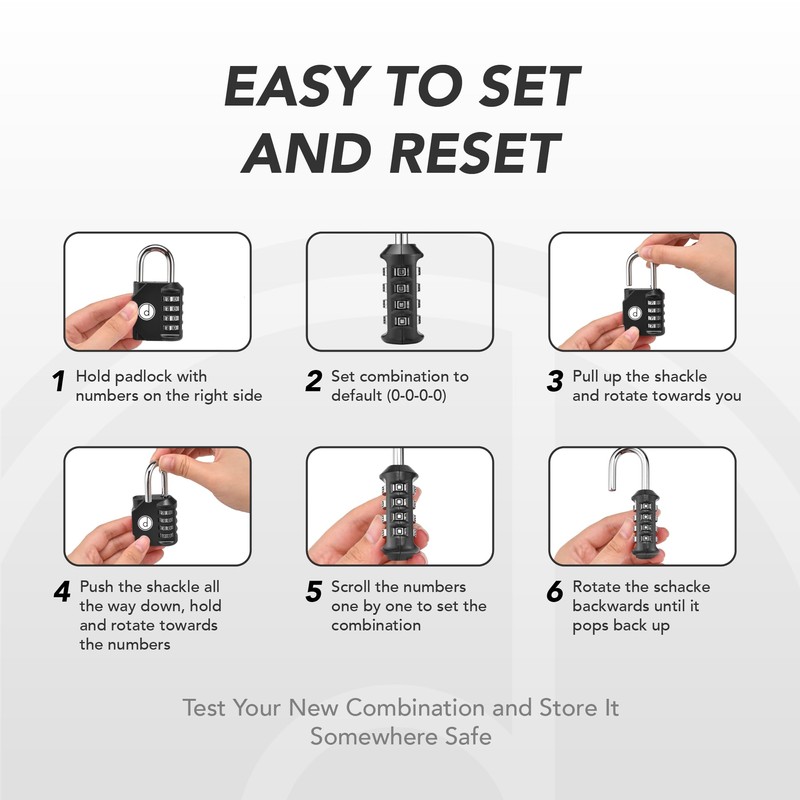 4 Digit Combination Locks 2 Pack - Weatherproof Padlock with