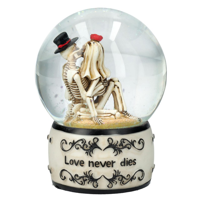 Romantic Skeleton Bride and Groom Snow Globe 13.5 cm -