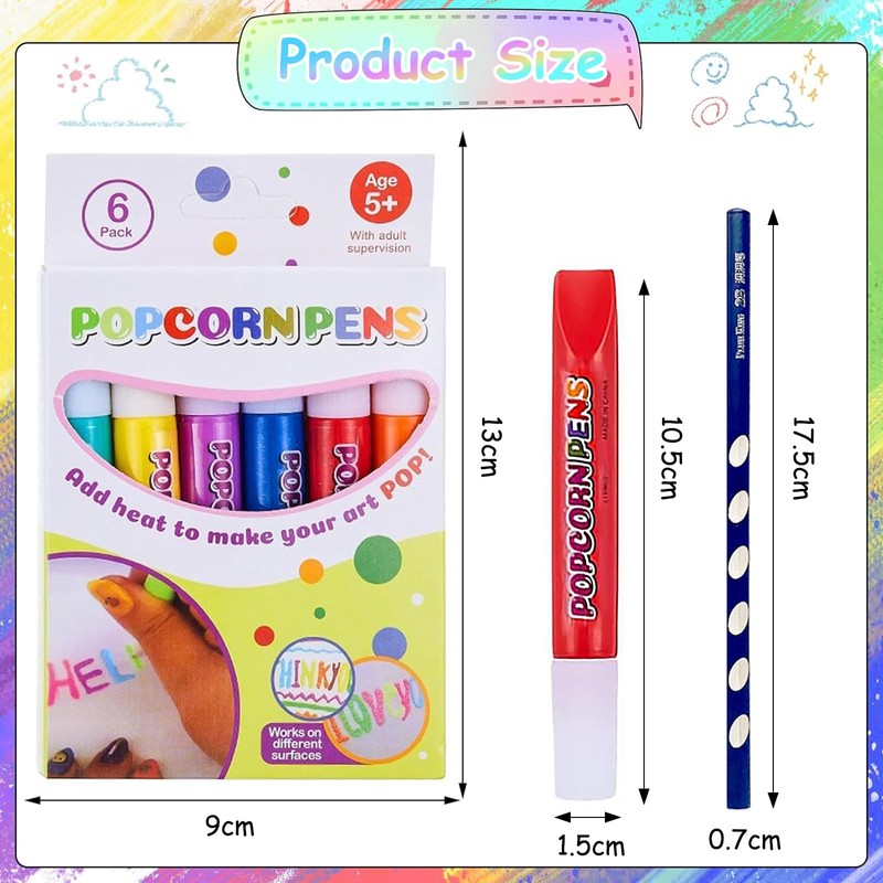 DGUSO Magic Pen Puffy Pens Pack of 6 Magic Popcorn