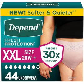 Depend FIT-FLEX - Ropa interior para incontinencia para mujer, desechable, máxima absorción, XXL, colorete, 44 unidades (2 paquetes de 22) (el embalaje puede variar)