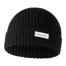 Höhenhorn Nordföhn Knitted Beanie Merino Wool Knitted Hat Men Women Unisex Winter Hat, black