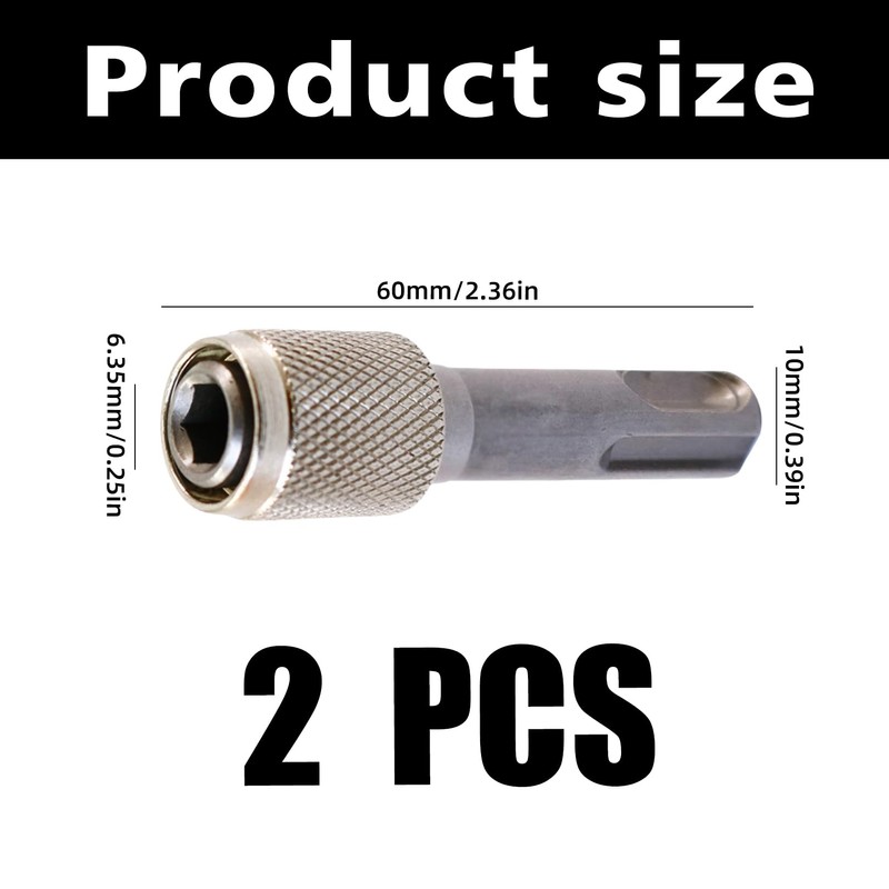 Pack of 2 SDS Plus Adapter, 6.35 mm SDS Bit
