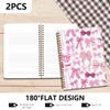 HZMLYDJ 2Pcs Spiral Notebook, Pink Bow College Ruled Spiral Notebook,