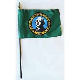 Washington - 4 in x 6 in State Stick Flag