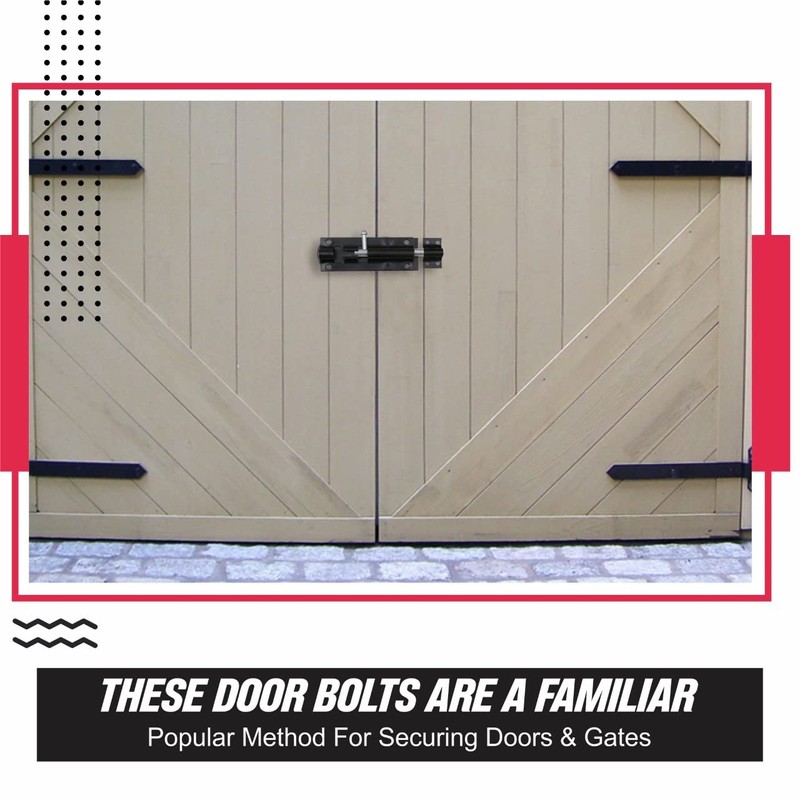 Tower Bolt Heavy Duty Straight Black Lock Slide Gate Door