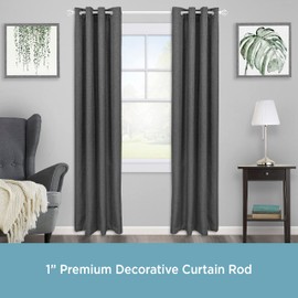 Kenney KN85988 Arthur Diamond Open Work Ball End Premium Decorative Window Curtain Rod, 36-66" Adjustable Length, Luster Brushed Nickel Finish, 1" Diameter Steel Tube