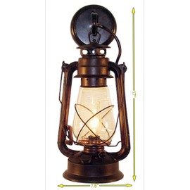 Rustic Wall Sconce Lantern, Farmhouse Wall Light Fixture with Glass Globe, Electric Lantern Light Sconce - Rust Finish