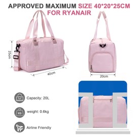 Designed for Ryanair Cabin Bags 40x20x25 Underseat Hand Luggage Carry On Cabin Bag for Ryan Air Case 40 x 20 x 25, Small Waterproof Travel Weekend Overnight Bag
