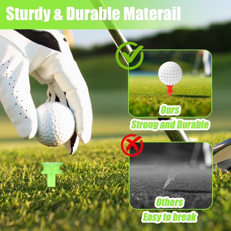 guduling 200 Pcs Green Golf Tees,Plastic Golf Tees,Reusable,Highly Visible Bright