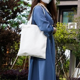 Plain Eco Bag for DIY Decoration - Custom Printing & Production Available Horizontal/White 3ea