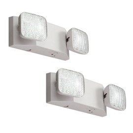 GZRUIYANG Emergency Lights with Battery Backup, LED Commercial Emergency Lighting Fixtures Two Head Adjustable, UL 924 Certified, Hardwired Emergency Exit Light for Business - 2 Pack(White)