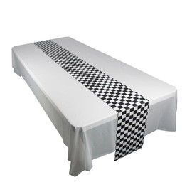 Oojami 4 Pack Table Runner Plastic Ideal for Table, Birthday Party, Picnic, Baby Showers, Carnivals, Engagements, Weddings (Checkered- Black & White)