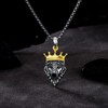 PROESS Wolf King Necklace 925 Sterling Silver King Crown Necklace