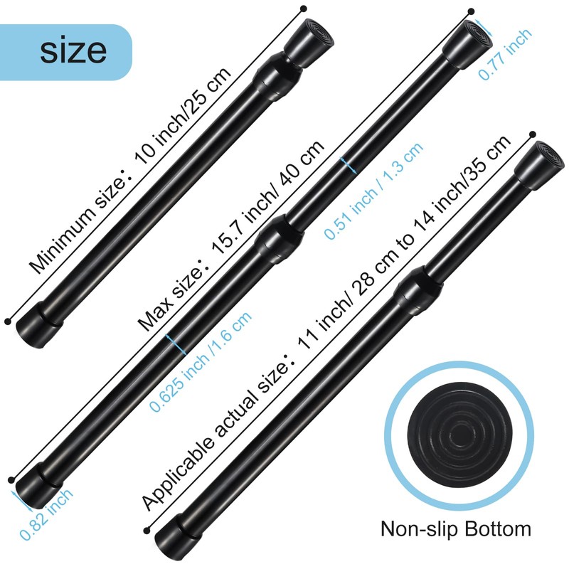 Goowin Small Spring Tension Rod, 5/8" Diameter No Drilling Expandable