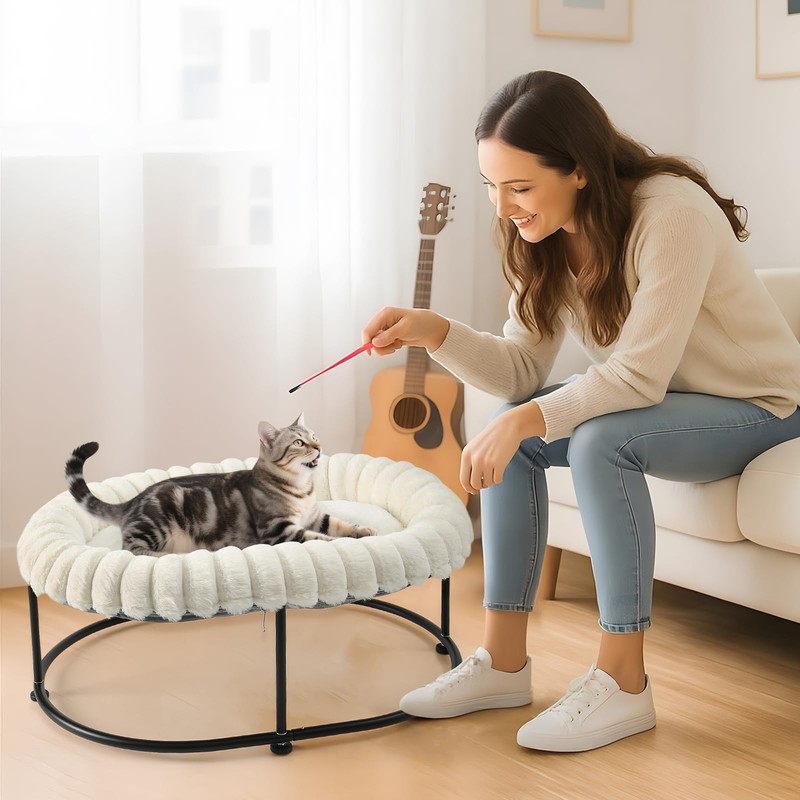 Sunhoo Elevated Cat Bed for Indoor Cats Raised Kitten Hammock