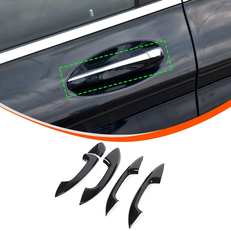 YNEI Gloss BLack Door Handle Upper Add-on Cover Fits Mercedes