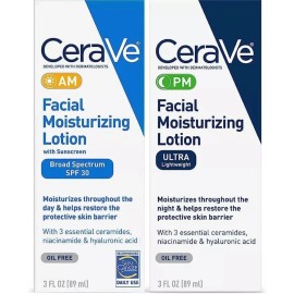 Cerave 2pack CeraVe AM/PM Facial Moisturizing Lotion Skin Care Ultra Lightweight 3oz