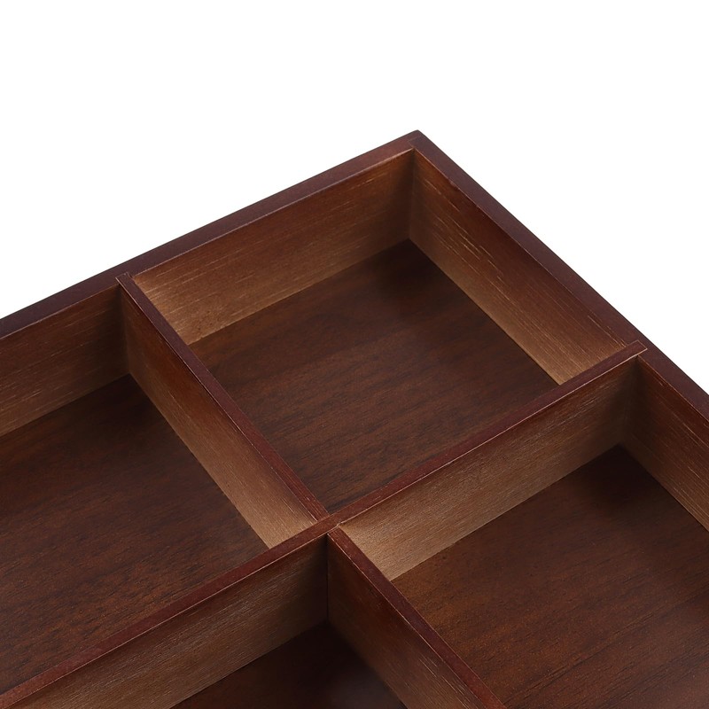 FUNSUEI 2 PCS Multi Compartment Wooden Tray, Divided Wooden Tray,