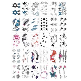 RTRTGS 30 Blätter Wasserdicht Temporäre Fake Tattoos Sticker Tattoos Zum Aufkleben Klebetattoos für Damen, Kinder, Erwachsene, Männer und Frauen