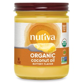 Nutiva Organic Coconut Oil with Butter Flavor from non-GMO, Steam Refined, Sustainably Farmed Coconuts, 14-ounce