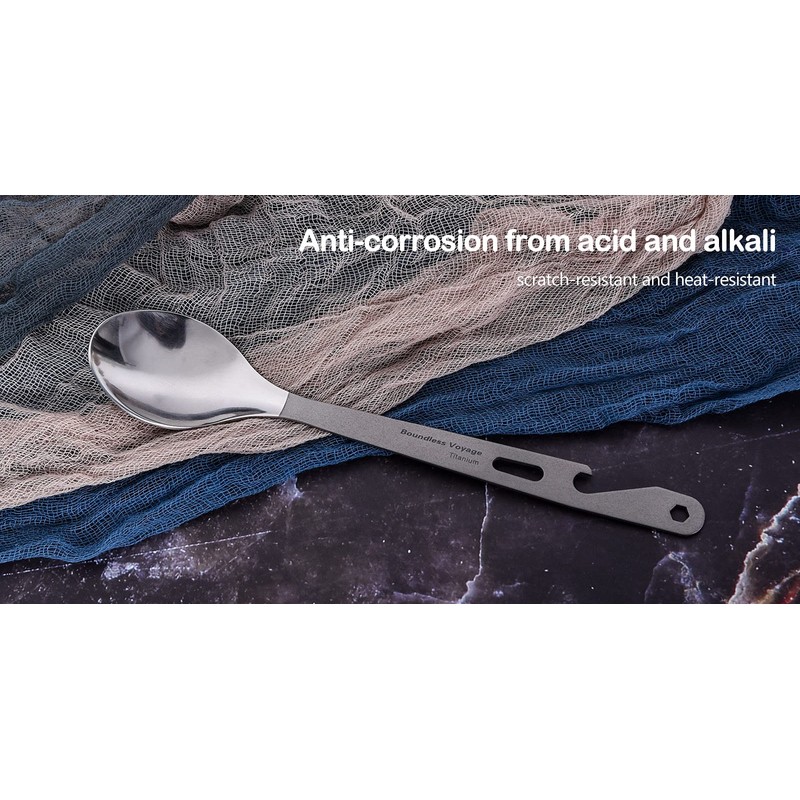 Boundless Voyage Titanium Spoon with Bottle Opener Outdoor Camping Backpacking