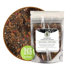 Nelson's Tea Raspberry Chocolate Truffle - Loose Leaf Black Tea with Raspberry Leaf, Chocolate Rooibos, Truffle Essence, Carob Beans, Hibiscus & Chocolate Chips, Infused with Natural Flavors (Sample)