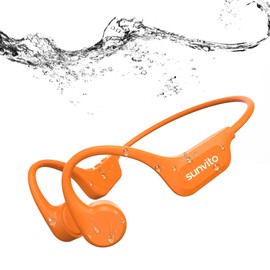 sunvito Bone Conduction Headphones, IP68 Waterproof Swimming Headphones, Open Ear Headphones Wireless Bluetooth 5.3, Built-in 32G Memory for Outdoor Exercise, Running, Travel, Cycling, Swimming
