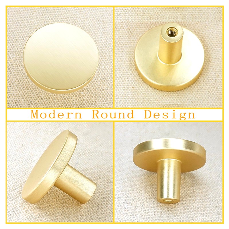 IAFVKAI 4 Pack Gold Cabinet Knobs Brushed Brass Kitchen Knobs