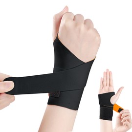 手首 サポーター 固定 保護 【二重圧力固定/圧力調節】 手首サポーター 薄手 通気性 親指付け根サポーター 怪我防止 軽量 柔らかくて快適 吸汗速乾 サポーター 手首 スポーツ 家事 育児 パソコン/スマホ操作 男女兼用 (右, ブラック)