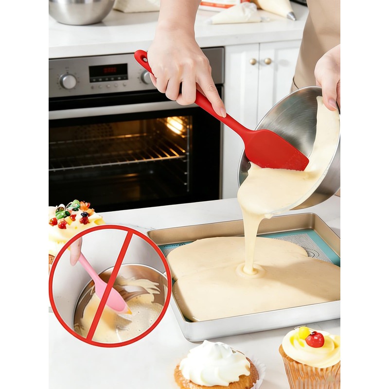 6 Pieces Silicone Spatula Set - Heavy Duty Kitchen Cooking