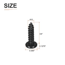 DTGN #10x3/4 Black Screws - 25Pack - 304 Stainless Steel Pan Head Phillips Sheet Metal Screw Self-Tapping Screw Wood Screws Screw