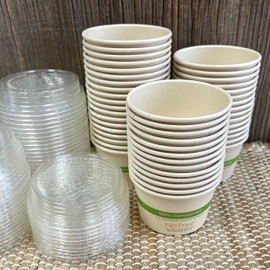 Outside the Box Papers 4 Ounce Souffle Cups and Lids - 100% Biodegradable and Compostable - 50 Pack