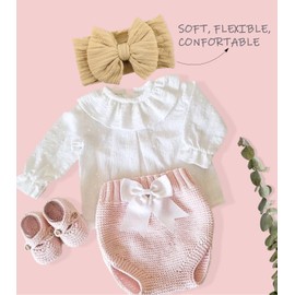 LemonSpace Handmade Baby Girls Headbands Soft Stretchy Nylon Hair Bands Hair Accessories with Bows for Newborn Baby Girls Infant Toddlers Kids (Khaki)