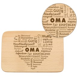 Spruchreif Breakfast board with engraving word heart "Oma", perfect gift idea for grandparents and grandma for Mother's Day or special occasions